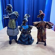 VTG Lot Of 3 Jamaican Souvenir Cloth Doll Handmade Folk Art Ethnic 9”, 11”, 13” picture
