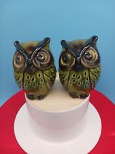 Vintage Green Owl Salt And Pepper Shakers picture