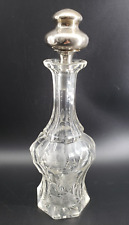 Antique Crystal Decanter Etched Flowers with Sterling Silver Stopper picture