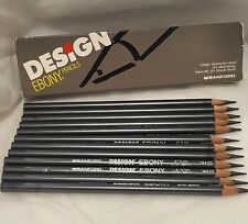 Vintage Sanford DESiGN Ebony 12 Pencils  Jet Black Extra Smooth 14420 Sharpened picture
