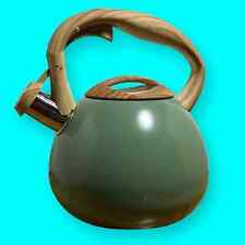 Poliviar Whistling Tea Kettle 2.7 Qt. Wooden Handle Stainless Steel Green picture