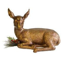 Resting Garden Deer in Antique Gold - Delamere Design picture