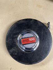 Vintage Lufkin Rule Company White Clad Steel Tape Measure 100 ft Stanley picture