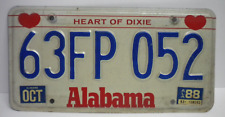 Vintage 1988 Alabama Metal Heart of Dixie License Plate Car Tag *FREE SHIPPING* picture