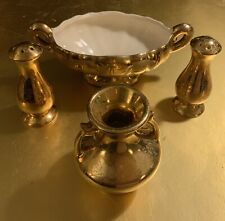 Vtg Lady Hamilton Warranted 22KG Vase W/salt & Pepper Shaker & Svethye Bowl picture