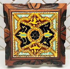 Vintage Orion Monterrey Mexico Trivet Rustic Hand Carved Wood Footed 6