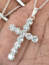 RARE 11 Ct Certified White Diamond Cross Pendant, Unisex Gift. VIDEO picture