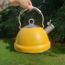 Calidad 2.7 Qt 2.5 L Yellow Enamel Whistling Kettle 0503 Retro Metal Tea Pot picture