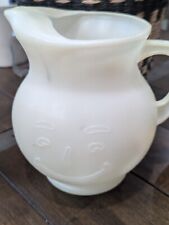 Vintage 1980's Kool-Aid Man Pitcher With Smiling Face 2qt Hard Plastic White picture