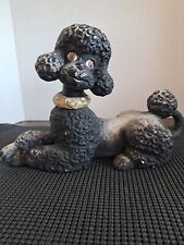 Vintage 1960s Black Poodle Figurine Statue Mold Ceramic picture
