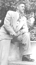6A Photograph Handsome Man Suit Profile Portrait 1940's  picture