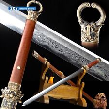 High-quality Brass Fittings Clay Tempered Folded Steel Sharp Chinese Sword Knife picture