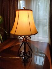 Vintage Wrought Iron Ball Feet Scroll Lamp With Lampshade. Beautiful Patina picture