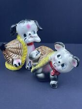 Vintage MCM 1950s Unbranded Playful Pups in Umbrellas salt and pepper shakers picture