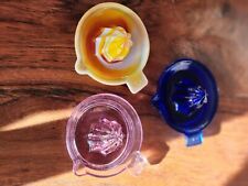 Barnes mini glass reamers lot of 3, harvest swirl, cobalt, cranberry ice picture