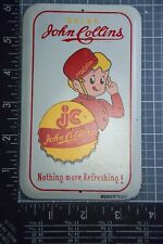 RARE 1950s DRINK JOHN COLLINS SODA JC STAMPED PAINTED METAL SIGN CRUSH SODA COKE picture