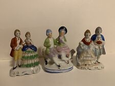 THREE Vintage Victorian/Colonial Porcelain Couples  Figurines  Made In Japan picture