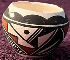 Native American Acoma pot vtg pottery Pueblo Handbuilt  painted signed miniature picture