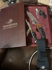 WINCHESTER 2007 LIMITED EDITION 3 PIECE KNIFE SET WOOD PRESENTATION BOX  picture