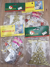 Kurt Adler NOS 4 Packages 2 3-D Gold Trees & 2 Foil Snowmen Vintage Christmas picture