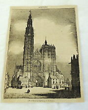 1832 magazine engraving ~ West Front of ANTWERP CATHEDRAL picture