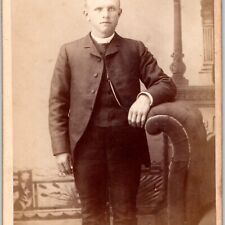 c1880s Hope, Kansas Handsome Young Man Cabinet Card Photo KS E. Adams B21 picture