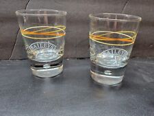 Set Of 2 Bailey's Glass Tumblers  Etched Brown Lines Bubble picture