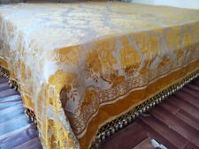 Antique french or Italian silk jacquard brocade floral Beadsread fringes 673 picture