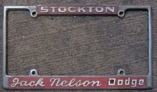 Vintage Stockton Jack Nelson Dodge Metal License Plate Frame Embossed Rare CA picture