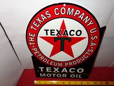 9x12 in TEXACO MOTOR OIL & GAS CO. TEXAS USA ADV. SIGN HEAVY DIE CUT METAL #S 90 picture