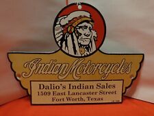 9 x 6 in INDIAN MOTORCYCLES TEXAS SIGN HEAVY METAL PORCELAIN GREAT GRAPHICS #911 picture