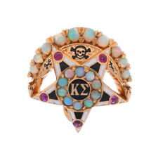 Yellow Gold Kappa Sigma Badge - 14k Opal Ruby Enamel Antique Fraternity Pin picture