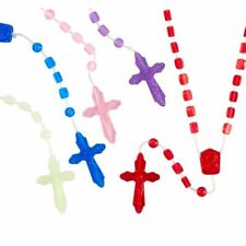 Assorted Color Plastic Bead Cord Rosary With Centerpiece, Lot of 100, 12.75 In picture