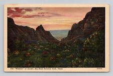 Postcard Big Bend National Park Sunset Texas, Vintage Linen O3 picture