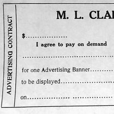 Scarce 1922 M.L. Clark & Son's Circus Unused Advertising Contract  picture