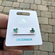Disney Parks Mickey Birthstone Swarovski Crystal Gold Tone  December Earrings picture
