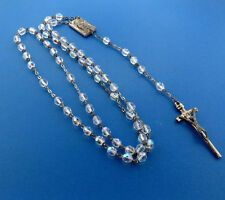 Vintage Aurora Borealis Crystal Rosary Silver 8 mm 31