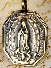 ANTIQUE OUR LADY OF GUADALUPE PILGRIMAGE ST JEROME SPANISH COLONIAL BRASS MEDAL picture