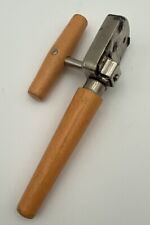 VINTAGE EDLUND CO NO. 5 JUNIOR MANUAL CAN OPENER STEEL & YELLOW WOOD HANDLE  picture