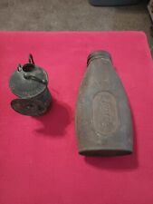 Antique AUTO LITE Brass Miners Carbide Lantern Light And Justrite Container 🔥 picture