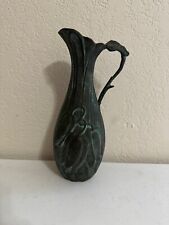 Vintage Art Nouveau Style Bronze Pitcher Ewer Vase w/ Floral Design picture