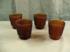 Lot of 4 Amber Glass Hobnail Votive Candle Toothpick Holders picture