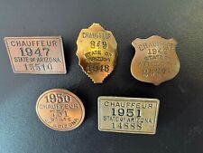 5 Arizona chauffeur badges 1947-51 w/original pins intact picture