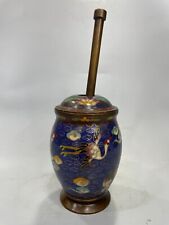 24cm Exquisite copper Cloisonne enamel cloud crane Tamping jar Chinese medicine picture