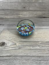 Vtg Handmade Art Glass Millefiori Colorful Flower Round Paperweight Floral 2.5” picture