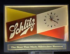Vintage 1955 Schlitz Beer Bar Light-Up Advertising Clock Sign Works picture