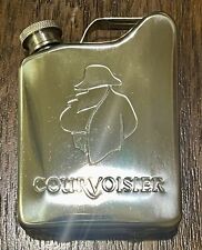 Courvoisier Cognac Napoleon Stainless Steel Embossed 4 oz Flask with Screw Top picture