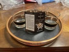 Coppercraft Guild Metal Tray 13” w 1 3/4” Edge. 6 Glasses Included picture