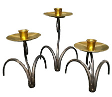 3 Vintage Michael Aram Brass Wrought Iron Candle Holders Centerpiece MCM  picture