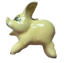 Morton Pottery Yellow Skedaddle Pig Wall Pocket Bank picture